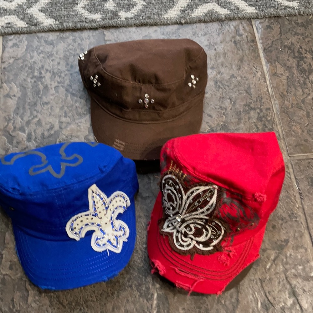 Hat bundle. Royal blue, red and brown
